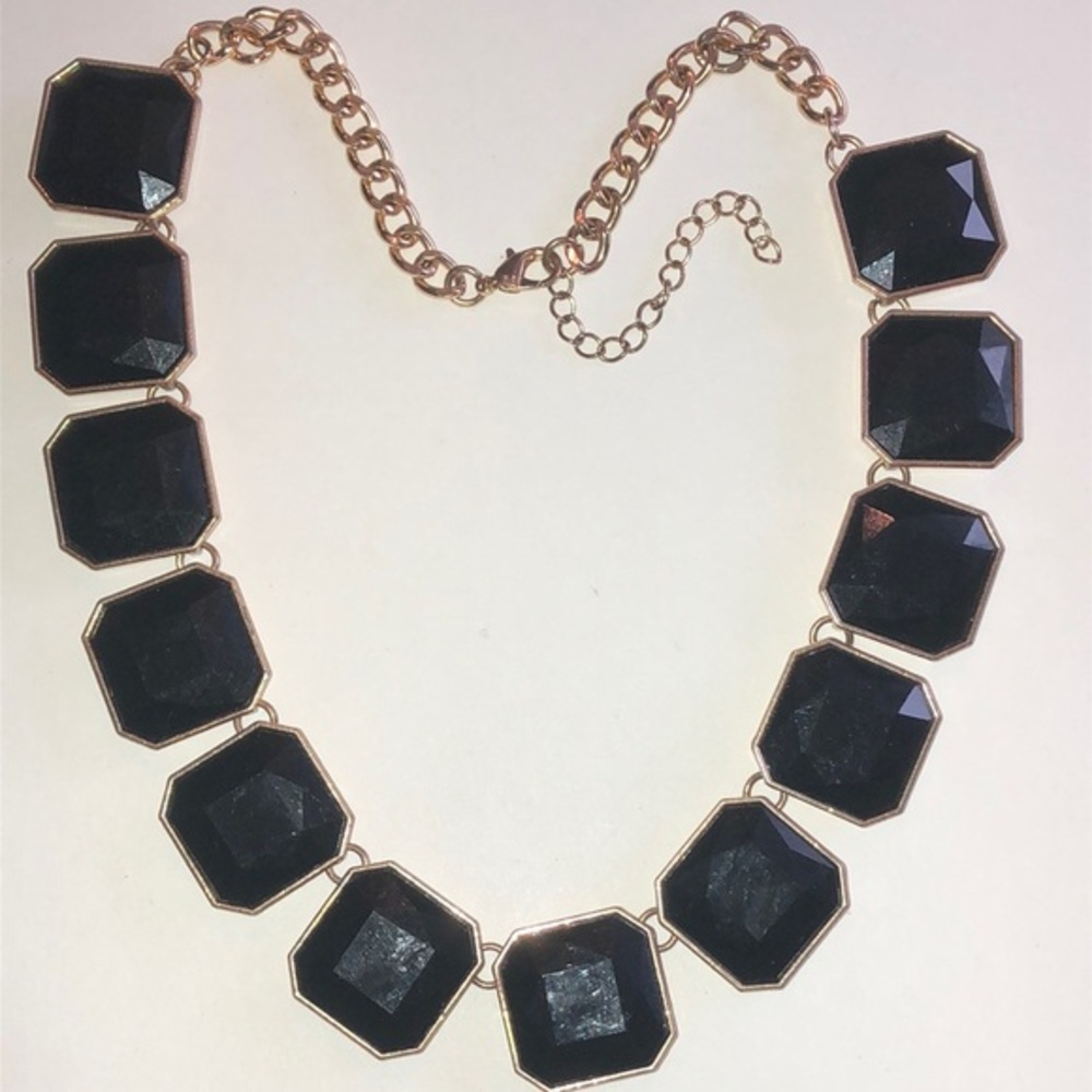 Elegant Gold Tone Black Boho Statement Necklace